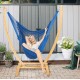 HAMMOCK CHAIR JUMBO (DARK-BLUE) and WOOD Stand - COMBO
