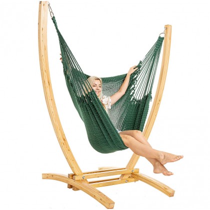 HAMMOCK CHAIR JUMBO (GREEN) and WOOD Stand - COMBO