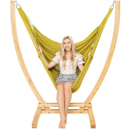 HAMMOCK CHAIR JUMBO (OLIVE) and WOOD Stand - COMBO