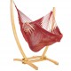 HAMMOCK CHAIR JUMBO (RED) and WOOD Stand - COMBO