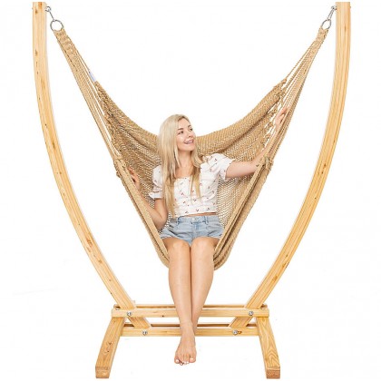 HAMMOCK CHAIR JUMBO (TAN) and WOOD Stand - COMBO