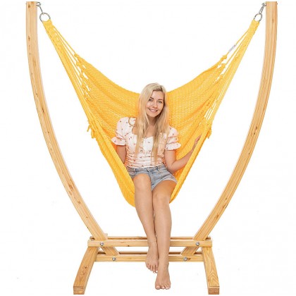 HAMMOCK CHAIR JUMBO (YELLOW) and WOOD Stand - COMBO